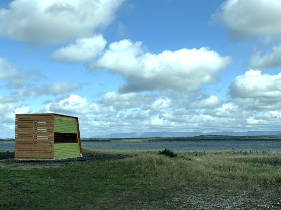 The lookout pavilion on the shore of St. Paul's Inlet